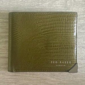 Ted Baker Faux Snakeskin Bifold Wallet (Green & Blue)